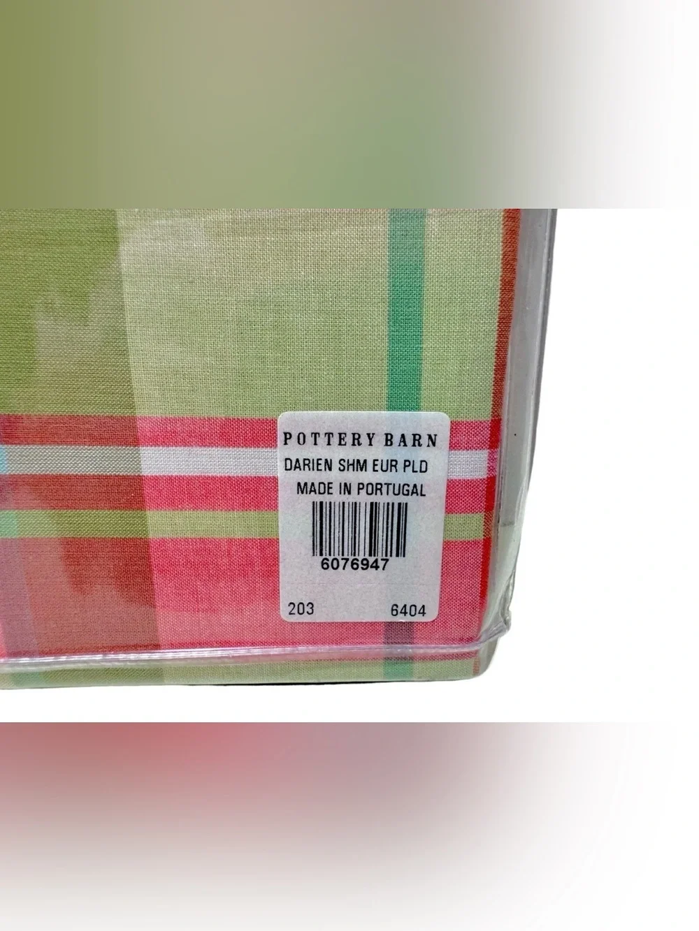 Pottery Barn Vintage Darien Plaid Euro Sham 100% Cotton Retired Pattern New